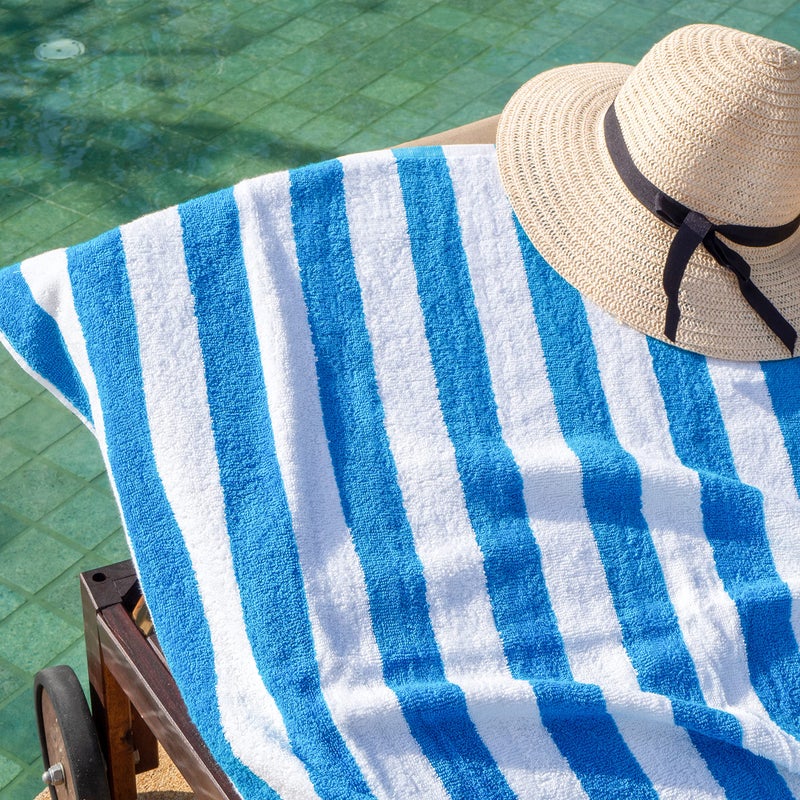 Arkwright, LLC Arkwright California Cabana Stripe Beach Towel - Pack of 4, Large Soft Quick Dry Cotton Terry Towels Set for Pool, Swim, and Hot Tub, Oversized 30 x 70 in, Blue - Image 4